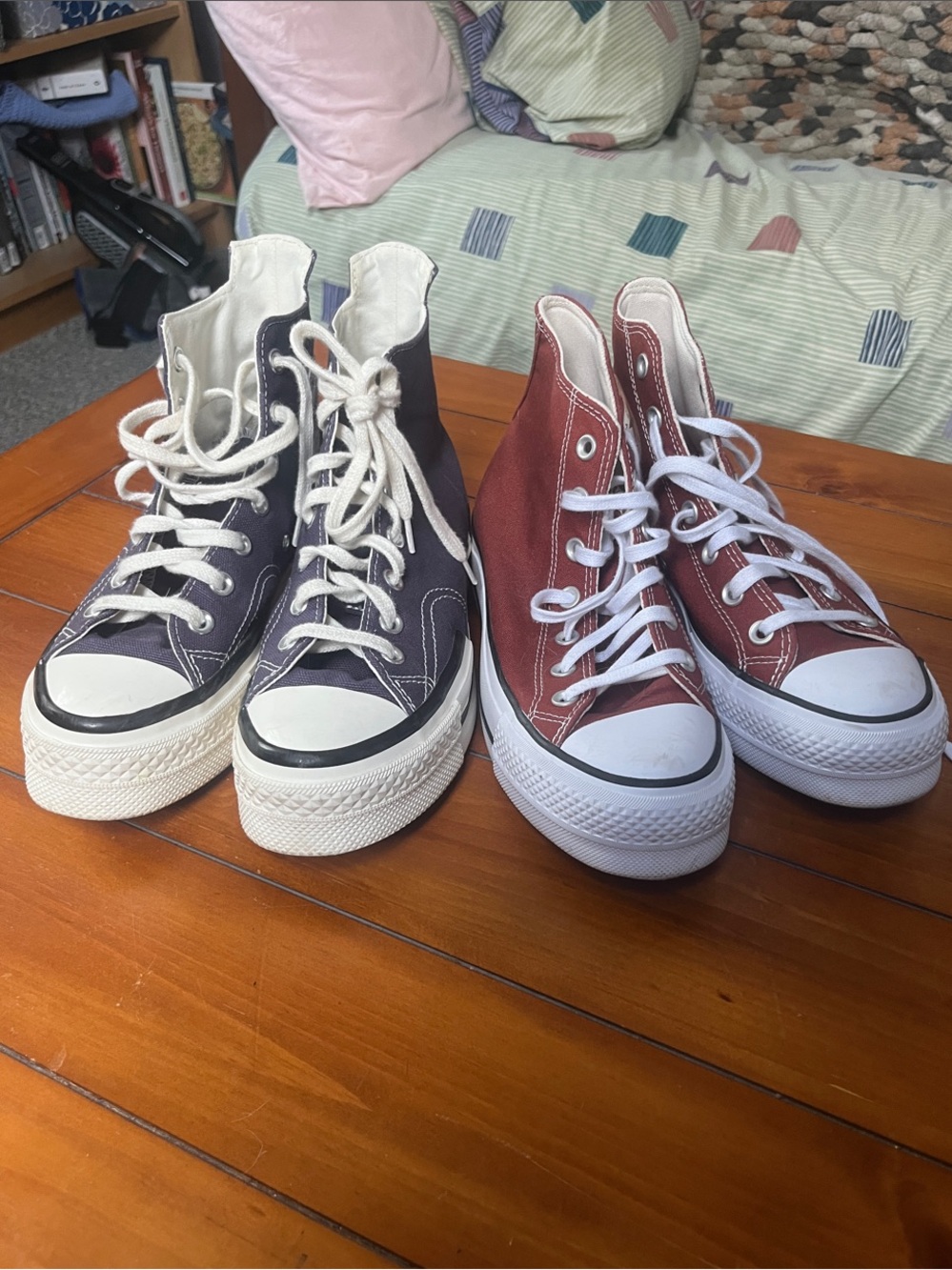 2 Pairs of Converse High Top Platform Sneakers - Purple & Orange
